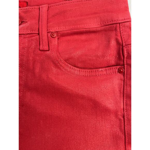 Mother Jeans Women's Sz 24 Red The Insider Crop Step Fray Distressed Hem - Picture 9 of 10